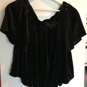 Black velvet flowy blouse